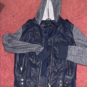 Blue leather jacket
